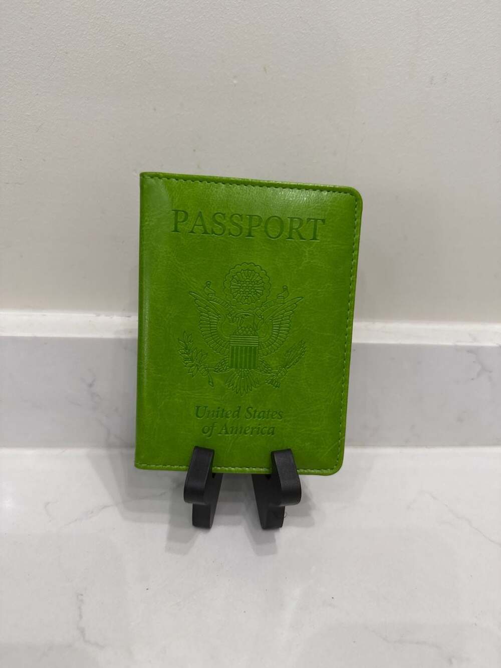 Lime Green Faux Leather RFID Blocking United States Passport Cover Holder